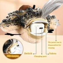 1 件升级版遥控 USB 可充电逼真麻雀鸟形宠物玩具，布料，动物图案，适合猫咪互动游戏，适合所有品种和尺寸，非飞行 - 彩色 - 查看 6