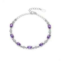 1pc S925 Sterling Silver Purple Crystal Bracelet - Hypoallergenic - Luxury Purple Crystal Plated Bracelet - Suitable For Various Occasions And Casual Wear - Women Jewelry