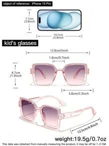 4 Pcs Boys Girls 6-12 Years Square Hollowed Out Rice Nails Classic Versatile Sunglasses For Daily Travel