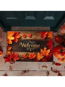 Maple Leaf Pattern Welcome Doormat, Entrance Mat, Non-Slip, Dirt-Resistant, Easy To Clean, Suitable For Home Decor