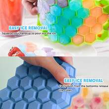 5 件 37 腔蜂窝冰格，可重复使用硅胶冰格带盖，适用于威士忌、鸡尾酒、自制饮料 - 黃色 - 查看 4