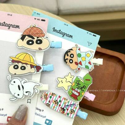 Crayon Shin-Chan Bangs Hair Clip, Cute & Sweet Duck-Billed Hair Accessory, Korean/Japanese Style For Girls, Ins