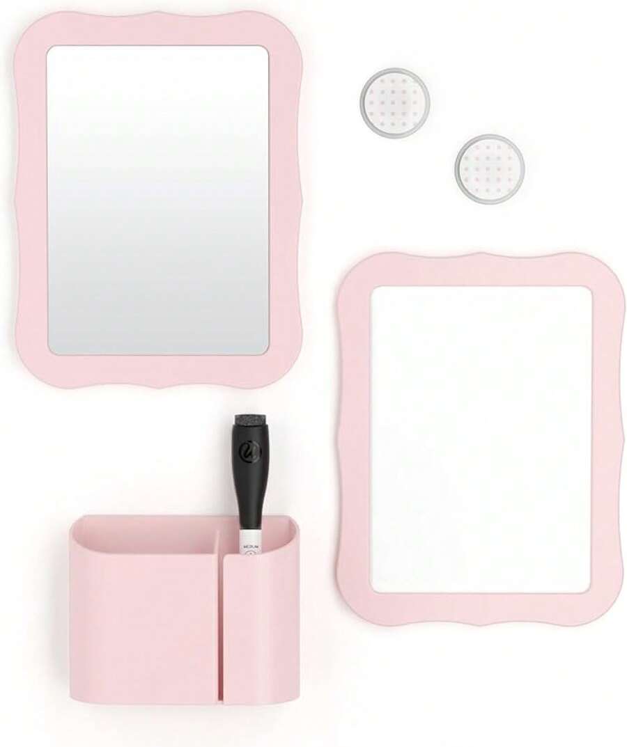 U Brands - Kit de accesorios para casillero, esencial para la vuelta a la escuela, gris, 6 piezas, incluye pizarrón blanca, espejo y suministros de organización - Rosa (rubor) - Ver 1