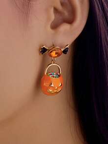 2 件万圣节时尚油滴南瓜耳环 - 彩色 - 查看 2