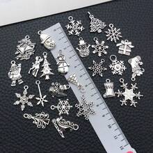 1 paquete de dijes de copo de nieve de aleación en color plata antigua, colgantes de copos de nieve navideños para manualidades, fabricación de joyas, accesorios DIY para collares y pulseras - Plata antigua - Ver 6