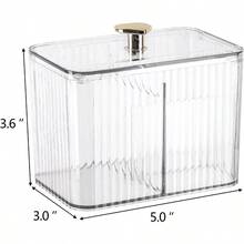 NEWTbestmax Qtip Holder Dispenser 3Section Clear Bathroom Organizer Jar 3 Grids Cotton Swab Pad Ball Holder Container Cosmetics Storage For Vanity7.3 - Clear - 查看 3