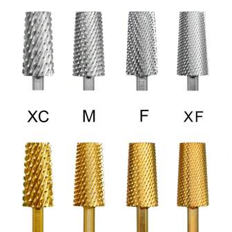 RolinStar 6.6 Large Trapezium Tapered Barrel Gold Silver Steel Carbide Milling Cutter Nail Drill Bit Manicure Pedicure