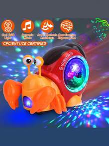 1 pièce Voiture électrique de crabe omnidirectionnelle avec lumières colorées et musique - Cadeau de fête, d'anniversaire, d'Halloween et de Noël, parfait pour les garçons et les filles - Retirez la base ronde avant utilisation - Couleur des accessoires aléatoire