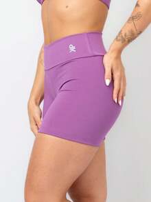 Kit 2 Women's Fitness Shorts High Waist Zero Transparency Blackout Gym Basic Bermuda Shorts Women's Crossfit Yoga - 粉紅色+紫色 - 查看 7