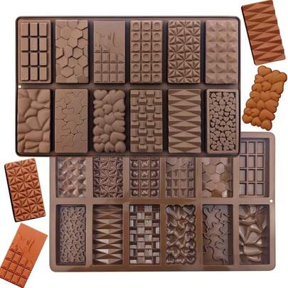 1 PAQUETE de moldes de silicona gruesos y rellenos para barras de chocolate con pistachos estilo Dubai, moldes gruesos para rellenar barras de Knafeh con pistachos, molde grande y grueso para caramelos que se pueden separar