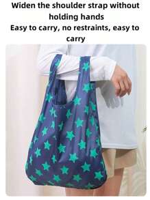 1pc Multifunctional Foldable Shopping Bag, 50*38cm, Reusable Portable Shopping Bag, 2025 Best Selling New Model, Supermarket Tote Bag, Wide Strap, Non-Chafing, Waterproof Handbag, Made Of Durable Polyester, Healthy & , Practical & Stylish