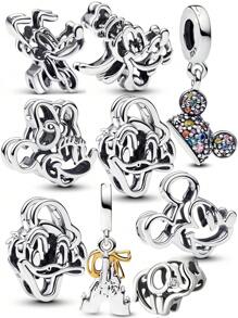 Disney 1 Piece Of 925  Sterling Silver Pendant Bead Necklace, Suitable For The Original DI.Y Bracelet, Women's Birthday Engagement Fashion Jewelry Gift Hot-Selling Style.