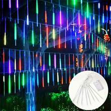 Battery Powered Meteor Shower LED String Lights, Fairy Christmas Wreath Lights, Christmas Tree Decorations, For Holiday, Halloween, Party, Home Eaves Window Icicle Lights