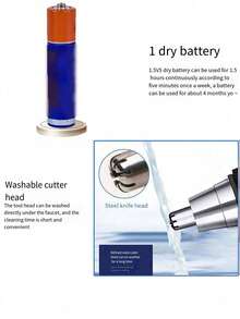 男女通用防水鼻毛修剪器 - 双刀片和静音马达，无痛去除耳毛和面部毛发 - 紅色 - 查看 6