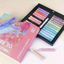 Set de 24+1 creioane pastelate cu ulei moale, calitate artistică, culori vibrante