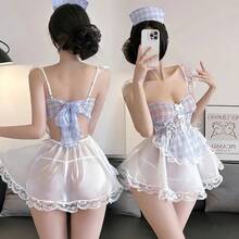 Sexy Temptation Strap Dress, Pure Desire Nurse Costume Lace Maid Outfit Cute Maid Uniform Sexy Lingerie - 甜美小女僕+白網襪 - 查看 5