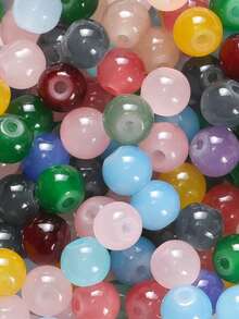 100 件 8 毫米彩色玻璃珠，仿玉材料，玻璃圆珠，适用于手工 DIY 手链、项链、珠宝配饰 - 彩色 - 查看 2