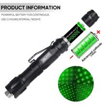 1pc Powerful 532nm Green Laser Pointer Pen With Star Cap, Portable Handheld Flashlight With Charger And 18650 Battery For Outdoor Camping Hiking/Presentation/Teaching Demonstration
