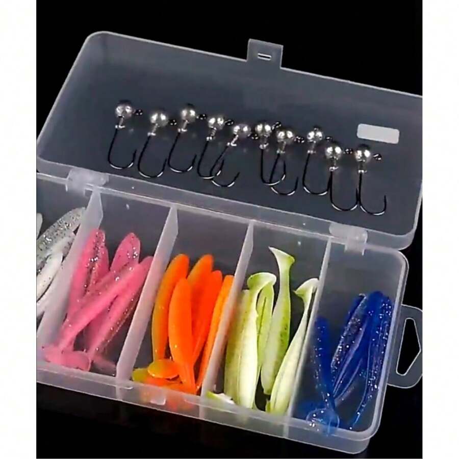 Long-Distance Casting Lure Set, T-Tail, Soft Bait, Soft Worm, Lead Hook, Mandarin Fish, Bass, Black Carp, Grouper Box Lure(Soft Bait Mixed Delivery)