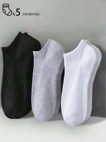 5 Pairs Women's Cotton Socks, Invisible Socks, Short Socks, White Socks, Gray Socks, Black Socks, Ladies Socks, Cute Socks, Girls Socks, Suitable For Autumn, Winter, Spring, Summer, Mesh Breathable Details, Moisture-Wicking, Soft And Smooth, Suitable For Various Occasions Like Festivals, Sports, Casual, Business, Can Be Worn Year-Round, Random Color Combination