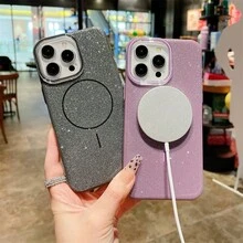 COMPACT GLITTER CASE WITH MAGSAFE FOR IPHONE 11 12 13 14 15 16 Pro Max - New Collection - hồng nhạt - Xem 2