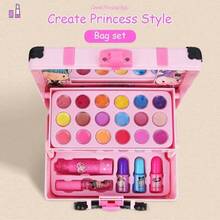 Juego de maquillaje de juguete en miniatura para niñas, bolso de mano para actuación infantil, juguete de rol de princesa, diseño portátil, bolsa de cosméticos de princesa, juego de maquillaje de juguete adecuado para niñas, gran regalo de cumpleaños para niñas (algunas partes se envían al azar) - Ver 11