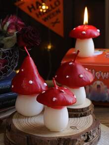 万圣节鬼魂蘑菇、眼球、鬼魂、南瓜蜡烛装饰可爱万圣节蜡烛礼品套装房间装饰餐桌派对卧室家居装饰万圣节装饰秋季装饰秋季装饰 - 彩色 - 查看 5