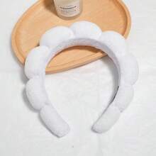 1 件女士发带，泡沫材质，可用于洗脸，女士固定式发带，毛巾布柔软发饰，发箍，发圈，秋季，发饰，女士头饰发带 - 白色 - 查看 6