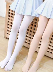 1 Pair Girls Velvet Soft Solid Color Leggings Leggings - Teen Ballet And Casual Wear Leggings, Stretchy And Comfortable, Teen Dance Wear |Smooth Appearance Bottom Pants |Spandex Fabric Pantyhose, Girls Bottom Pants - Multicolor - View 3