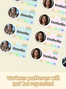 56 adesivos personalizados com nome e foto, marcadores personalizados para itens especiais, artigos de papelaria, garrafas de água, talheres e livros podem ser anexados, materiais de escritório, materiais escolares, materiais domésticos personalizados, presentes ideais exclusivos para ele e ela, família, amigos, filho, filha, estudantes, trabalhadores para aniversários, para aniversários, para o Dia das Crianças, para formatura