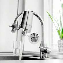 Faucet Mount Water Filtration System, Chrome Finish – Practical Kitchen Accessory From The DF2 Series, Designed For Faucet Mount Installation, Suitable For Filtering Up To 500 Gallons Of Water For Daily Use, Crafted With A Chrome Finish To Complement Kitchen Decor, Fits Standard Faucet Setups, Easy To Install And Operate, Ideal For Home Kitchens To Meet Regular Water Needs