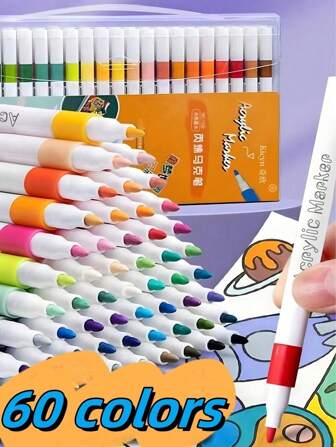 80色防水丙烯马克笔套装，彩色马克笔，不褪色马克笔，速干永久性，适用于岩画、木材、织物、塑料、帆布、玻璃、马克杯，返校季必备。