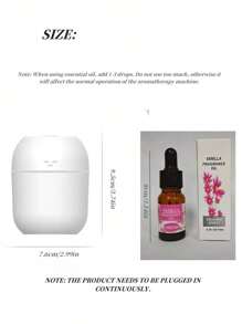 Set de 2 piezas (Difusor de aromaterapia + Aceite de aromaterapia), Difusor de aroma con cara sonriente portátil USB de 220ml con humidificador pulverizador, 10ML de varios aromas de aceite de aromaterapia, apto para uso doméstico, hotel, baño, desodorización, perfumado y ambientador con fragrancia de larga duración