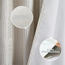 Beige And Black% Blackout Geometric Pattern Curtains, 52 Inch Wide 96 Inches Long 2 Panels, Thermal Insulated Noise Reducing Anti-Rust Grommet Drapes Bedroom Living Room,, Modern Style, Energy-Efficient - 薄荷綠和銀色 - 查看 11