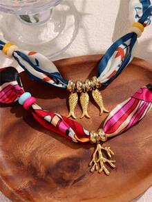 Vòng cổ hạt cá san hô vàng Dopamine nhiều màu, vòng cổ bandana xanh phong cách Bohemian, trang sức bãi biển, quà tặng khăn quàng cổ cho tiệc hè và ngày lễ - Nhiều màu - Xem 9