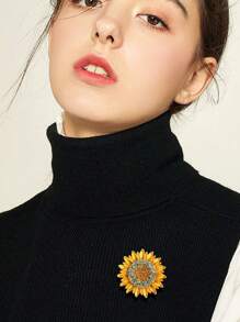 1 件迷人闪亮向日葵胸针 - 为任何服装增添优雅气质，适合送给亲爱的妈妈、朋友和爱人，多功能花卉胸针带防滑针 - 完美的礼物