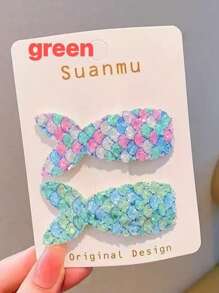 2pcs Kids Mermaid Tail Hair Clips, Cute & Elegant Princess Hair Clips, Random Pattern