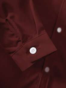 Tween Boy Classic Collegiate Style Casual Party Pageboy Pocket Patch White Formal Long Sleeve Shirt - Burgundy - View 6