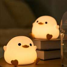 Duck Lamp, Cute Pea Duck Night Light, 2 Levels Dimmable Ducky Night Lamp, LED Squishy Animal Light , Rechargeable Bedside Touch Silicone Lamp, Unique Dorm Decor Gift - Vịt Do Do - Xem 4