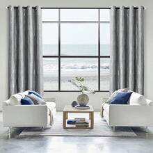Beige And Black% Blackout Geometric Pattern Curtains, 52 Inch Wide 96 Inches Long 2 Panels, Thermal Insulated Noise Reducing Anti-Rust Grommet Drapes Bedroom Living Room,, Modern Style, Energy-Efficient - 灰色和銀色 - 查看 8