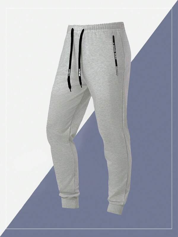 Men's Drawstring Outdoor Casual Sports Pants, Thin Elastic Workout Trousers, Breathable Minimalist Sweatpants, Fall