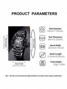 1 Set Men's Quartz Watch, Zinc Alloy Case & Chain, Round Dial, Electronic Pointer Display, Includes Pendant Necklace, Bracelet And Ring. Ideal Birthday Gift, Suitable For Daily Wear, Birthday, Party, Holiday Gathering, Perfect For Yourself Or Friends. No Packaging Box. - Black - View 6