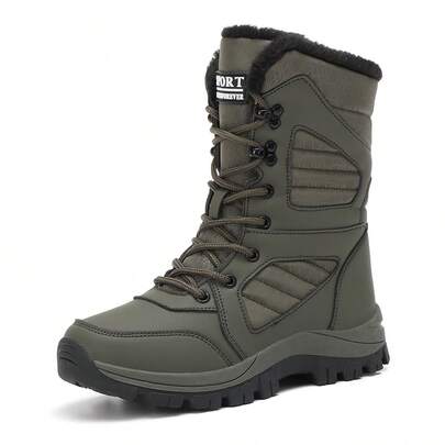 STARNOVO Women's Winter Warm Hiking Boots, Casual Outdoor Non-Slip Mid-Calf Snow Boots With Lace-Up Round Toe, Fashionable And Elegant Trekking Shoes. Brand Women's Outdoor High-Top Leather Patchwork Hiking Shoes, High-Top Snow Boots Women's Mountain Sports Shoes For Hiking, Camping, Climbing, Thick-Soled Warm Snow Boots Size 36-43