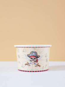 10/25pcs Skull & Pirate Themed Paper Bowls, Fries Boxes, Popcorn Boxes, Perfect Decorations For Birthday Party, Movie Night, Suitable For Lunch Box, Bakery, Burger Restaurant - Multicolor - View 3