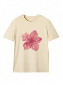 Bộ 3 áo thun ngắn tay cổ tròn in hoa dễ thương, phong cách tối giản mùa hè mới, đa năng, thích hợp mặc hàng ngày cho nữ, màu trắng. - trắng - Xem 8