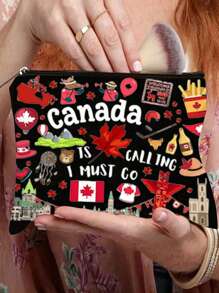 Borsa cosmetica a tema canadese, un must-have per un viaggio in Canada, una borsa da viaggio compatta, un regalo a tema canadese, un organizer portatile per articoli da toeletta, un must-have per viaggi, vacanze, attività lavorative, fitness e all'aperto, una borsa pieghevole leggera con cerniera e grande capacità, borsa da viaggio per articoli essenziali, per la scuola, le vacanze, il ritorno a scuola, cosmetici, borsa da viaggio per donne