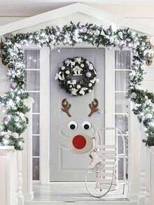 1 Set - Decoración navideña linda: Pegatinas de fieltro de Papá Noel, muñeco de nieve y reno de dibujos animados para puerta/ventana, accesorios para escaparate de tienda, pegatinas navideñas, pegatinas navideñas de fieltro, pegatinas desmontables de muñeco de nieve navideño para puerta/ventana