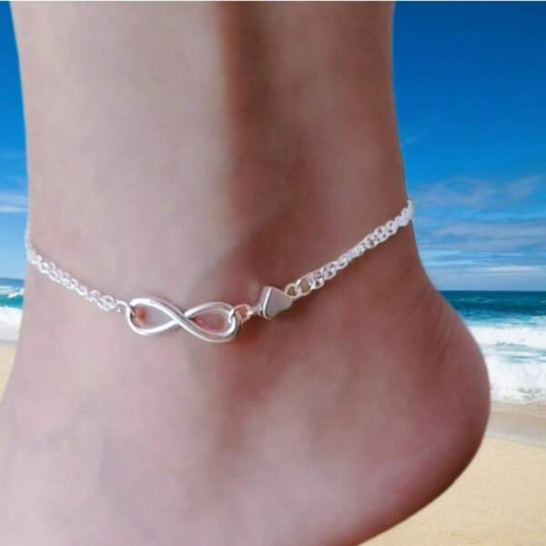 1pc Fashionable Minimalist Heart-Shaped Unique Design Geometric Street Style Women's Anklet