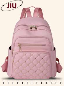 防盗铆钉尼龙背包，女士钱包，多功能时尚日常包，多口袋轻便旅行包，大容量简约背包，便捷背包，适合学生、护士、教师、商务人士、旅行、通勤、购物、办公、约会、徒步、训练、工作，生日礼物、节日礼物，背包 - 彩色 - 查看 15