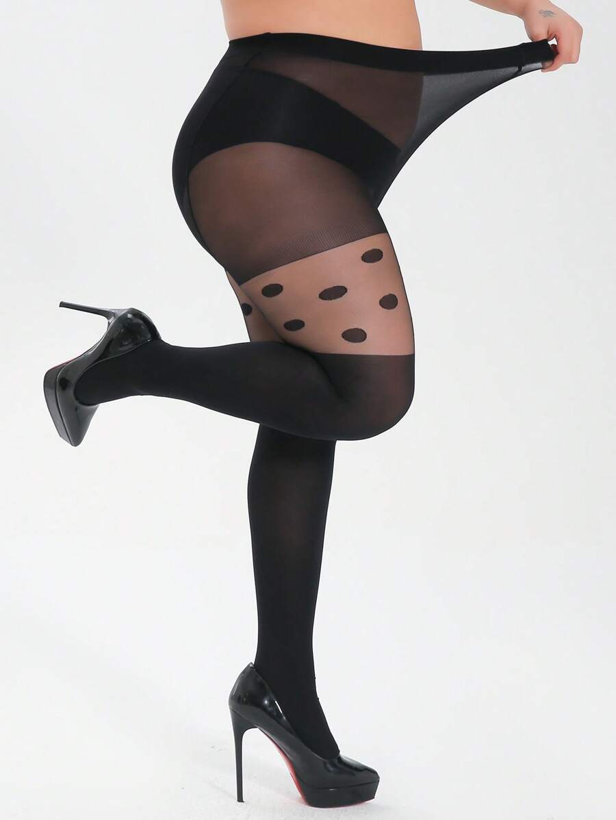 1 buc Colanți skinny cu buline pentru femei, mărime mare, dresuri jacquard cu buline subțiri, sexy la modă, de înaltă elasticitate